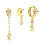Luna Moon Trio Earring Set Gold Plated, thumbnail 3 of 6