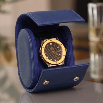 Personalised Luxury Midnight Blue Travel Watch Box, 4 of 10