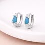 Sterling Silver Turquoise Huggie Hoop Earrings – 10mm, thumbnail 1 of 5