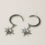 Sparkly Crescent Moon And Star Dangle Stud Earrings, thumbnail 5 of 7