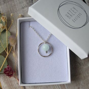 Aquamarine Sterling Silver Circle Necklace, 3 of 5
