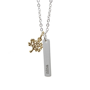 Personalised Tree Of Life Vertical Bar Necklace, 10 of 10
