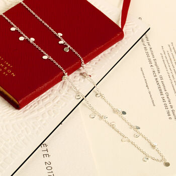 Sterling Silver Sequin Drop Chain Necklace, 2 of 4