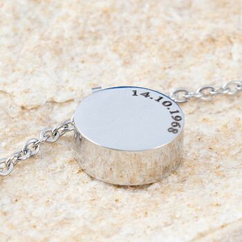 Engraved Silver Circle Pendant, Name Jewellery, Family Necklace, 4 of 9