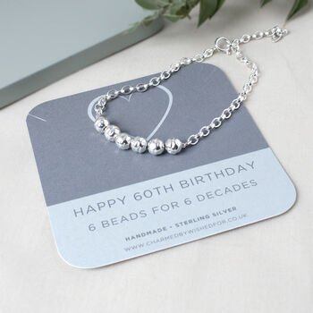 60th Birthday Bracelet, Lydia, Sterling Silver, 4 of 4