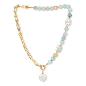 Clara Chunky Gold Fill Chain And Amazonite Necklace, 2 of 3