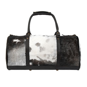 Black And White Pony Hair Leather Classic Duffle, 4 of 8
