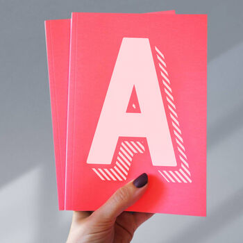Vibrant Pink And White Initial Personalised Notebook, 2 of 3