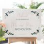Floral Garland Wedding Welcome Sign In White Acrylic, thumbnail 1 of 4