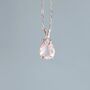 Sterling Silver Genuine Rose Quartz Pear Cut Necklace, thumbnail 1 of 12
