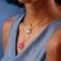 Hot Pink Druzy Gemstone Gold Plated Necklace, thumbnail 3 of 5