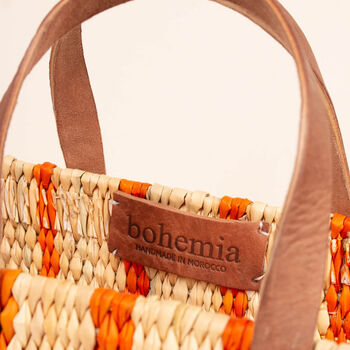 Decorative Reed Basket, Orange Stripe, 5 of 5