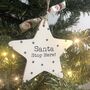 Personalised Ceramic Star 'Santa Stop Here' Decoration, thumbnail 1 of 4