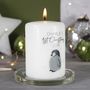 Personalised First Christmas Baby Penguin Pillar Candle, thumbnail 4 of 9