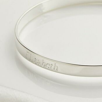 Personalised Sterling First Pearl Christening Bangle, 5 of 7