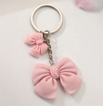 Cute Pink Bow Bag Keyring, 2 of 2