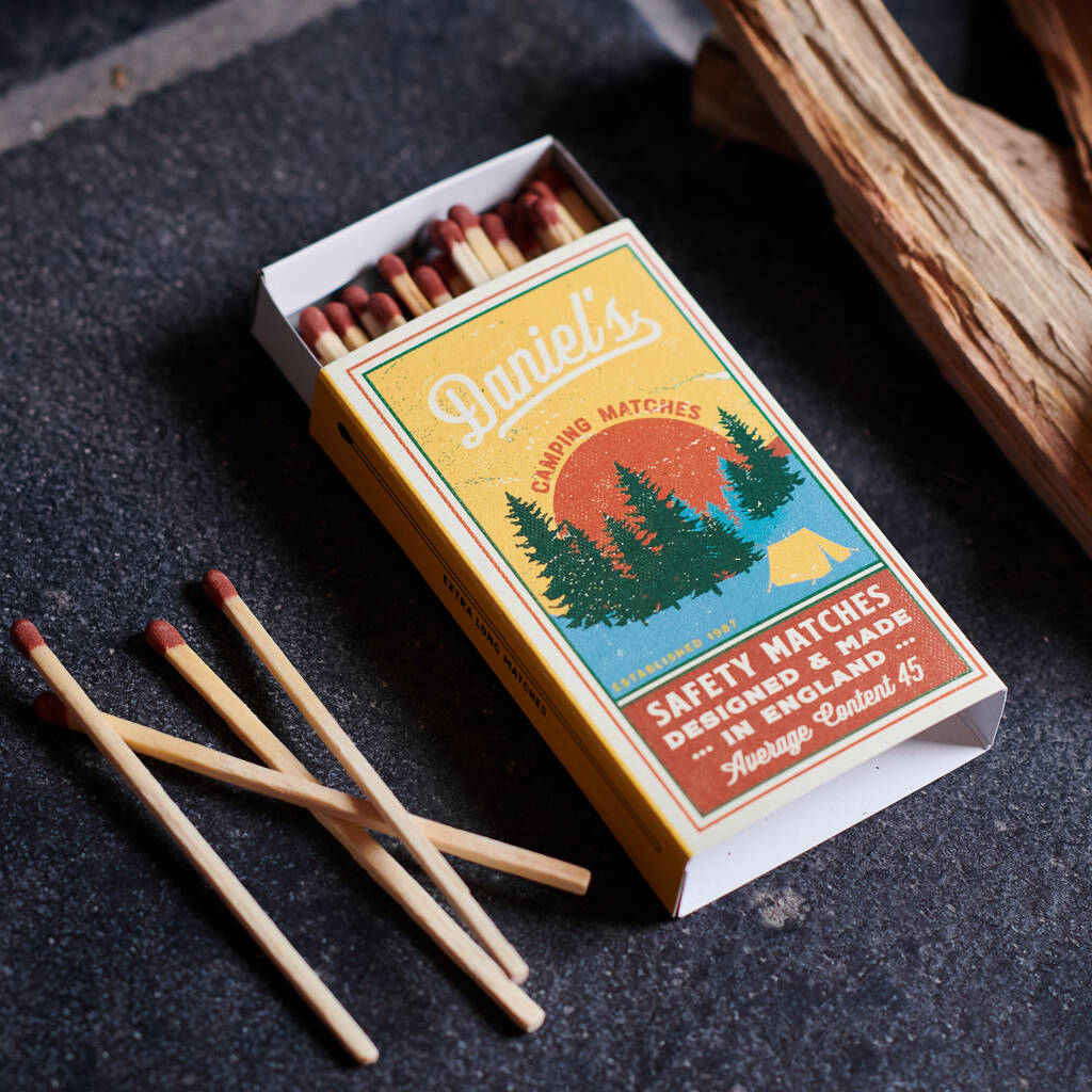 Personalised Vintage Style Camping Matchbox And Matches, 1 of 4