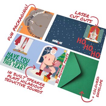 Shake And Sound 3D 'Sexy Santa' Funny Christmas Card! Cheeky Xmas Card For Him And Her, 7 of 10