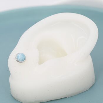 Genuine Larimar Stone Stud Earrings In Sterling Silver, 4 of 12