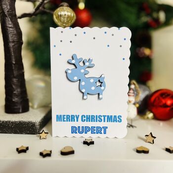 Pack Of Reindeer Christmas Cards Hand Painted And Personalised, 3 of 4