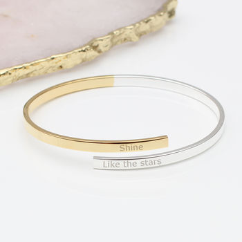 Personalised Gold Plated And Silver Mix Open Bangle, 2 of 4