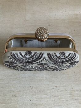 White Handcrafted Oval Clutch Bag, 6 of 10