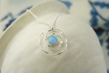 Spiral Blue Fire Opal Necklace, 4 of 6