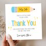 Personalised Thank You Key Worker Card, Teacher End Of Term Gift, Blue Pencil Design, thumbnail 1 of 4