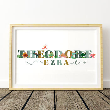 Dinosaur Illustrated Child's Name Print, 2 of 7