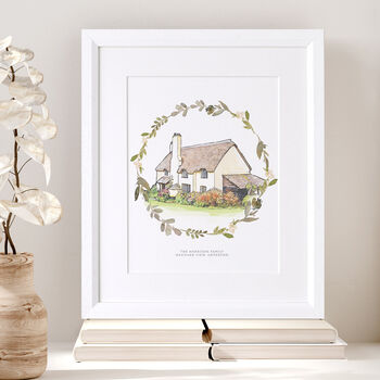 Personalised Watercolour Wreath House Sketch, 2 of 5