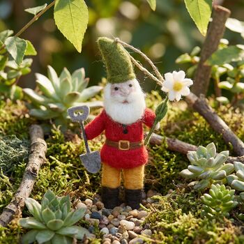 Handmade Felt Gilbert Garden Gnome Hanging Decoration, 2 of 3