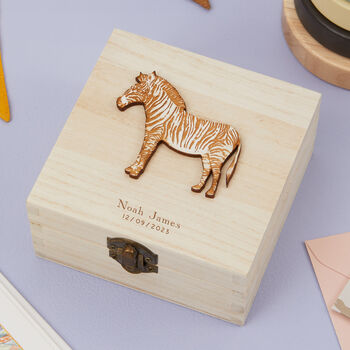 Personalised New Baby Zebra Trinket Box, 2 of 2