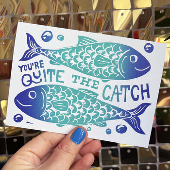 Your Quite The Catch Funny Fish Anniversary Card, 2 of 4