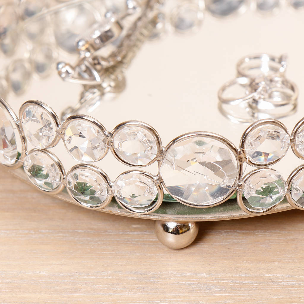 Traditional Vintage Jewelled Oval Mirror Tray Gift By Dibor