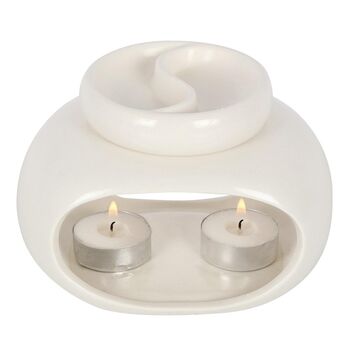 Off White Double Oil Burner, 2 of 3