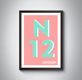 N12 North Finchley London Postcode Typography Print, 7 of 9