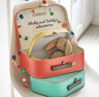 Personalized Child Suitcases: Set Of Three Bright Storage Cases, 2 of 3