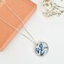 Blue And White Floral Handmade Circle Clay Necklace, thumbnail 7 of 9