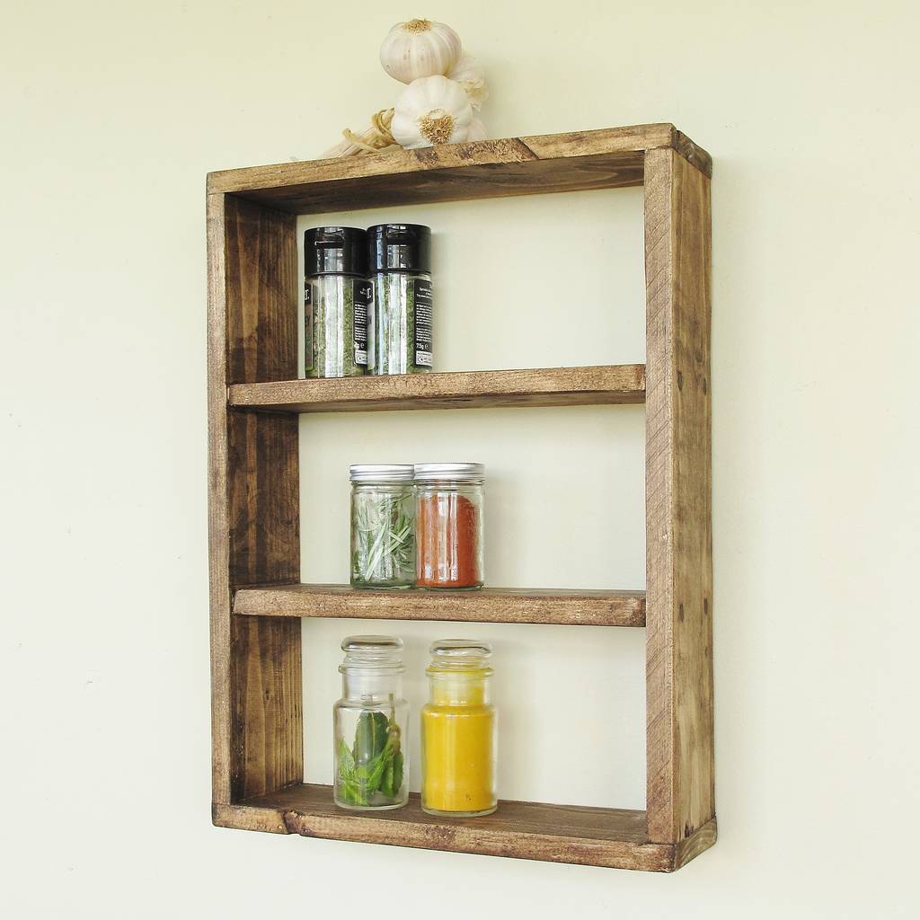 Reclaimed Wooden Kitchen Spice Rack By Seagirl and Magpie
