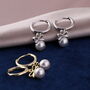 Sterling Silver Pearl Hoop Earring With Bow Design, thumbnail 8 of 8