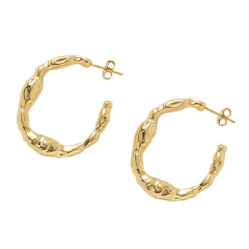 18ct Gold Plated Terra Gold Hammered Hoops, 7 of 8