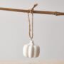 Set Of Three White Ceramic Pumpkin Hanger, thumbnail 2 of 2