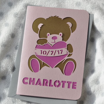 New Baby Teddy Bear Papercut Card, 5 of 9
