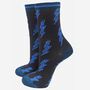 Women's Lightning Bolt Glitter Bamboo Socks Blue, thumbnail 2 of 3