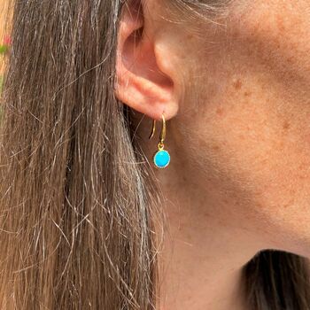 Barcelona December Birthstone Hook Earrings Turquoise, 2 of 4