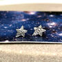 Thank You Sterling Silver Textured Star Earrings, thumbnail 3 of 12