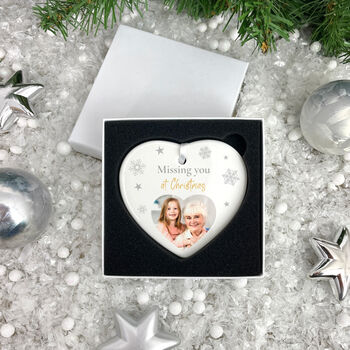 Memorial Photo Ceramic Heart Hanging Decoration + Gift Box, 3 of 7