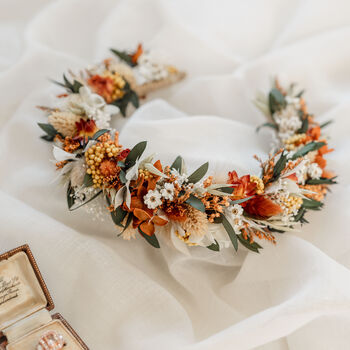 Ember Autumnal Bridal Dried Flower Crown Alice Headband, 4 of 4