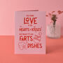 Real Love 'Farts And Dishes' Funny Valentines Card, thumbnail 5 of 7