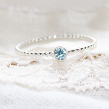 Dainty Sterling Silver Ring With Light Blue Gemstone, 2 of 5